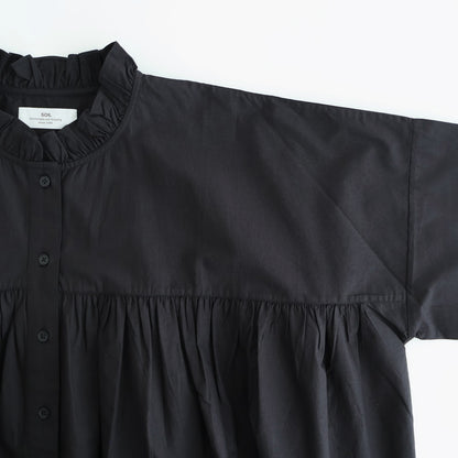 40s POPLIN PLAIN FRILL COLLAR SHIRT #9900 BLACK [NSL25542]