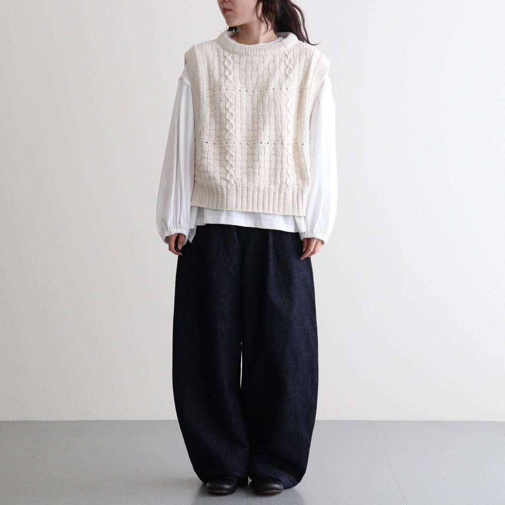 Recycled-Cotton Vest #Ecru [oni059]