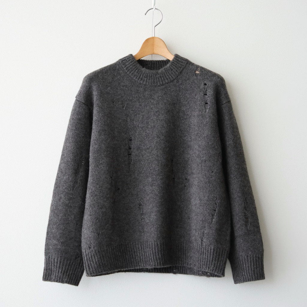 royal baby alpaca damage pattern-knit P/O #melange dark brown [WXFL-UW130]