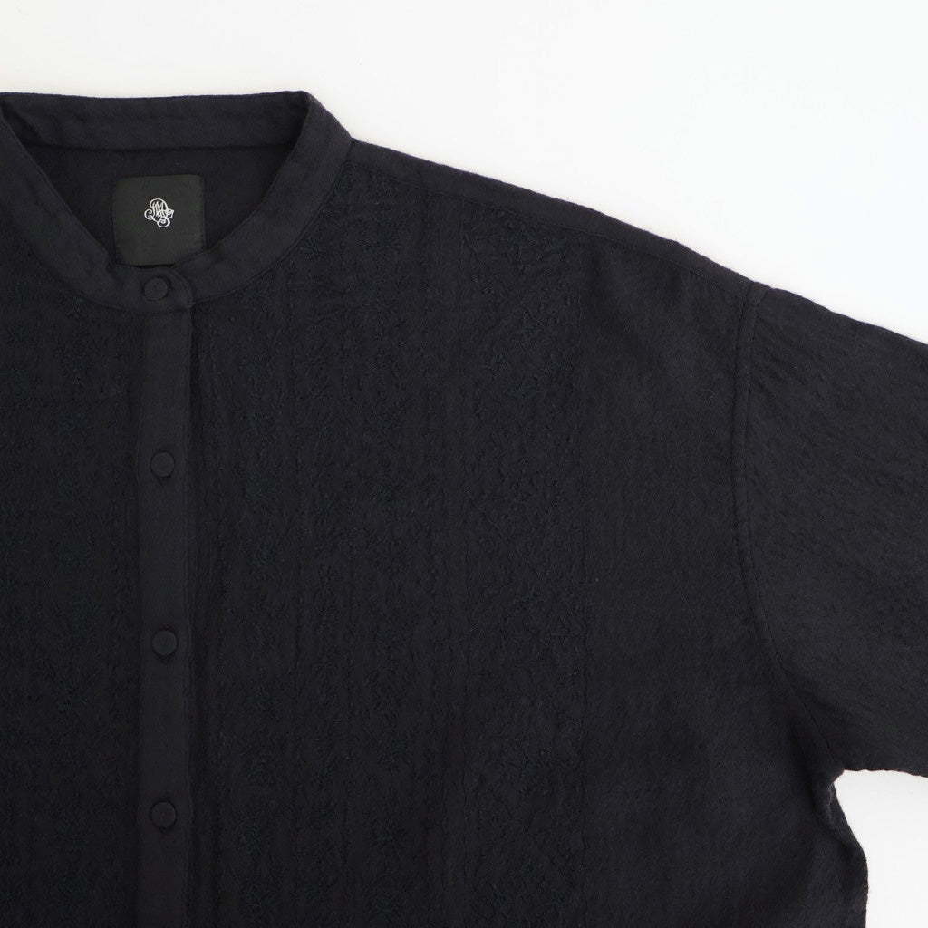BOILED WOOL PLAIN BANDED COLLAR EMB SHIRT #3900 NAVY [NMDS25601]