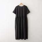 80s VOILE PLAIN WITH CUT WORK LACE CREW NECK PULLOVER DRESS #9900 BLACK [INSL26343]