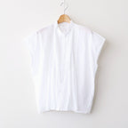 80s COTTON VOILE PLAIN BANDED COLLAR FRENCH/SL PINTUCK SHIRT #9000 OFF WHITE [NSL26022]