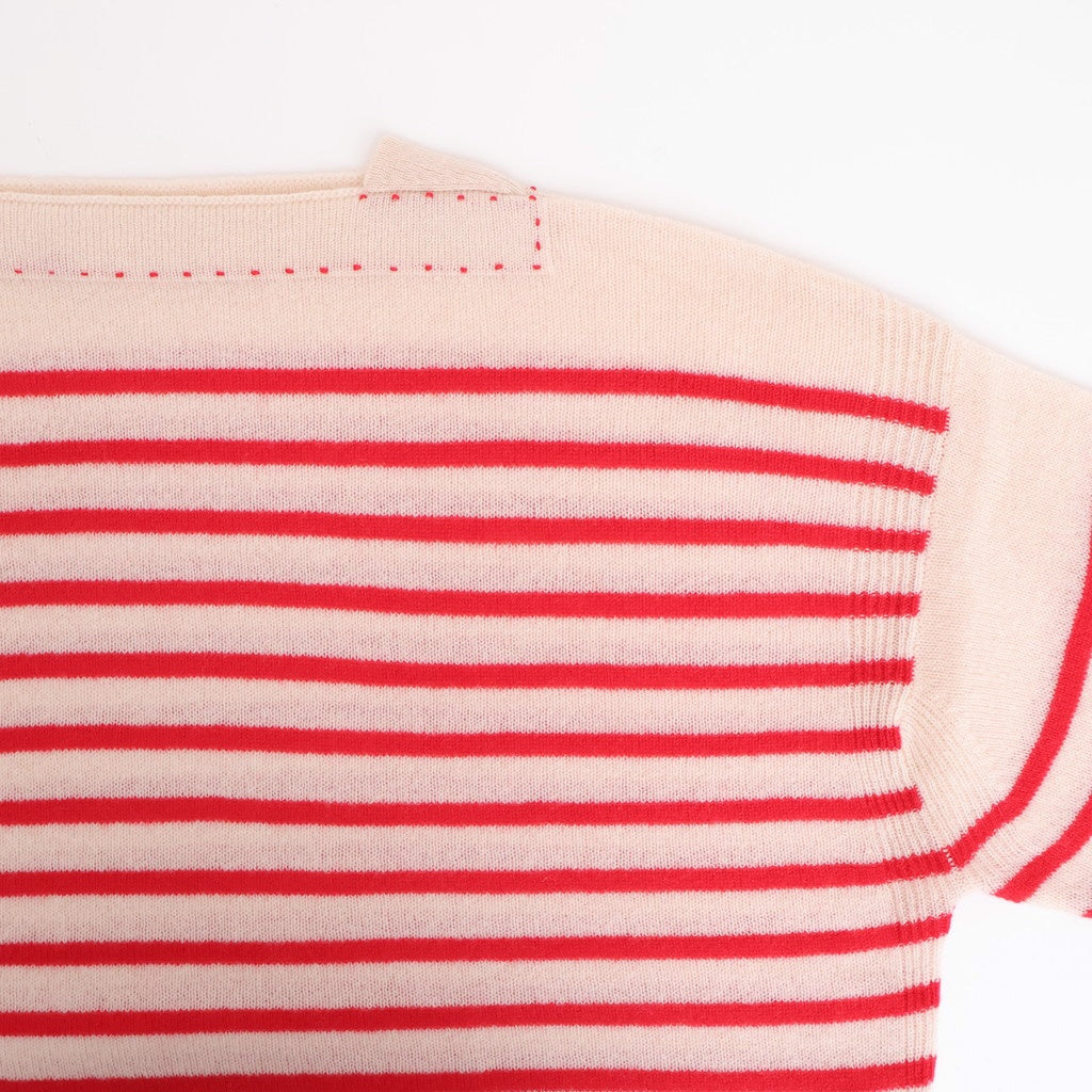 Basque pullover (boat neck) #ivory×red [mdm02-01]