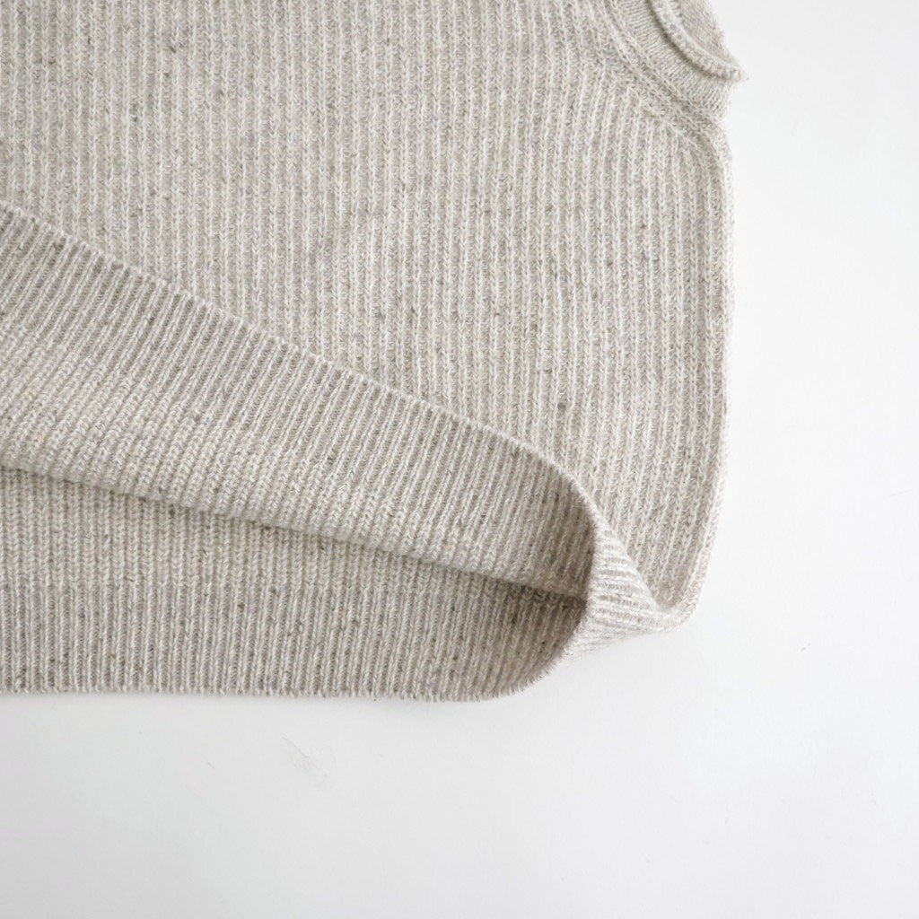 woolen cotton & silk nep wool tweed-knit vest #grayge tweed [WXFL-UW125]