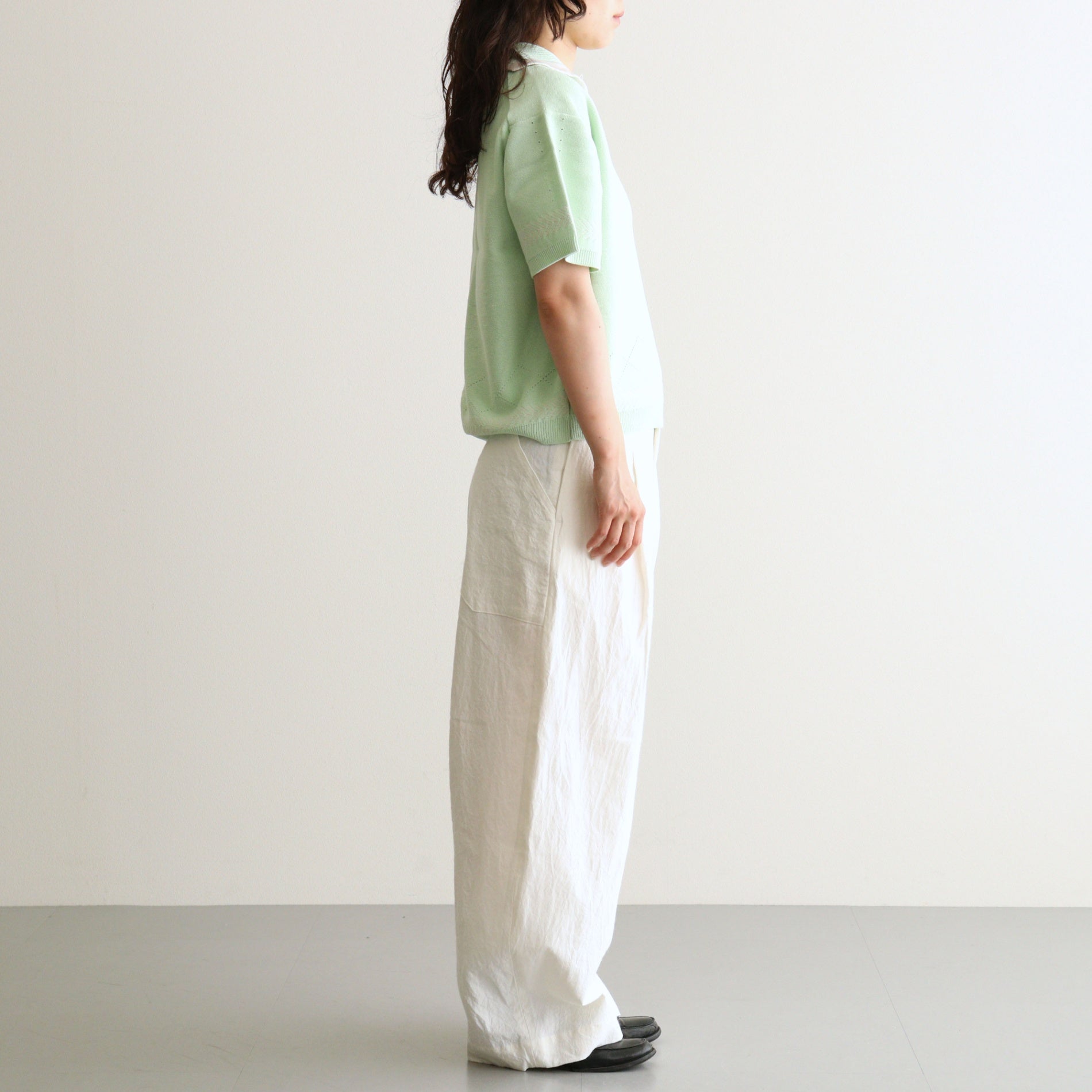 Kafusho Polo Knit #Pale green [261808]