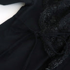 日日夜夜：Wide lace collar smock blouse #black [13251-05107]