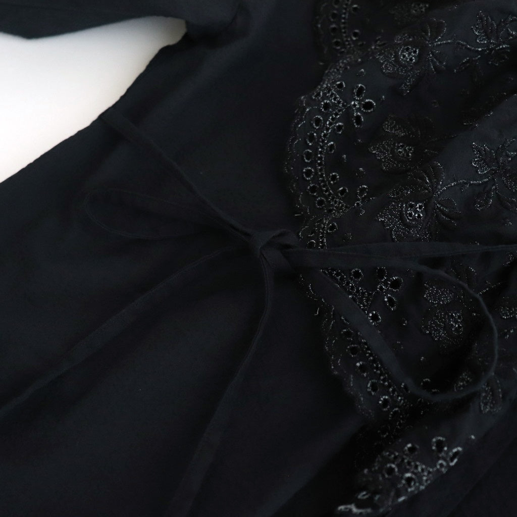 日日夜夜：Wide lace collar smock blouse #black [13251-05107]