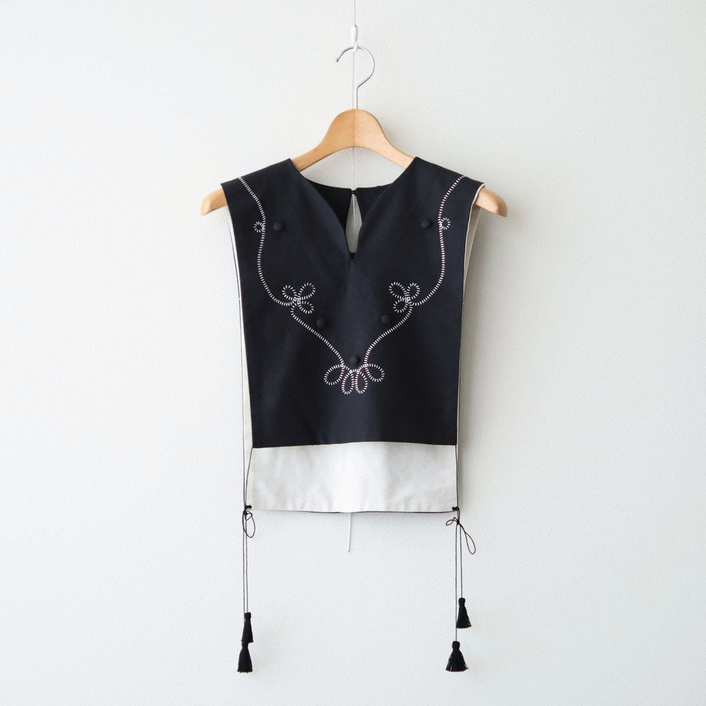 夢詠み Embroidered vest #Black [26F-JK145-CWF]