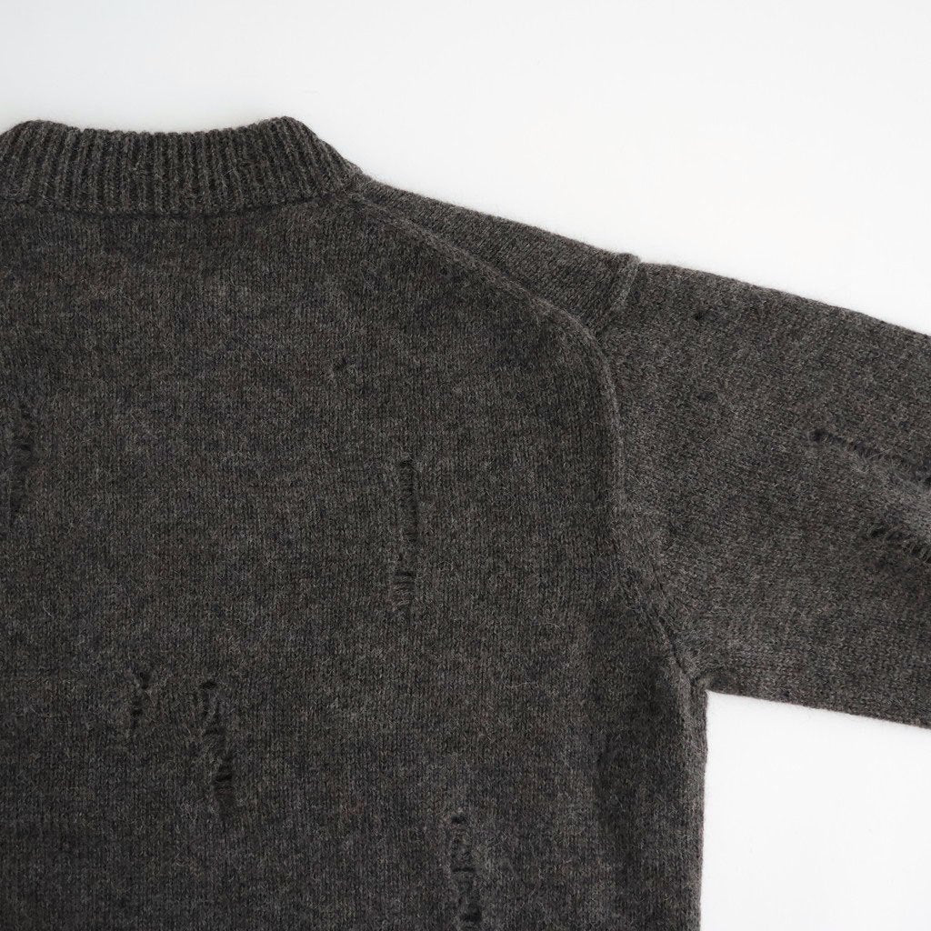 royal baby alpaca damage pattern-knit P/O #melange dark brown [WXFL-UW130]