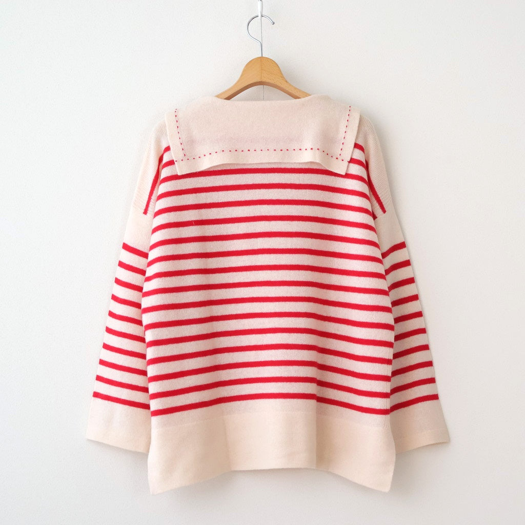Basque pullover (sailor neck) #ivory×red [mdm02-05]