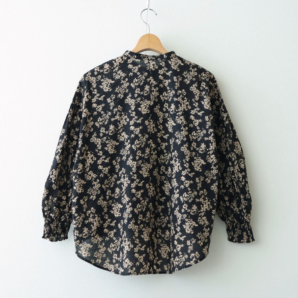 フラワープリント/ナチュラルタイプライター バンドカラーシャーリングBL #021 ウェーブフラワーモカ [PA260BL029]