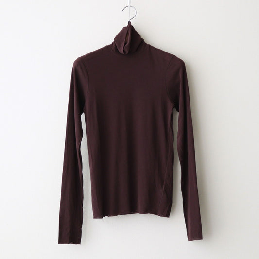 high twist cotton sheer jersey turtle-neck Tee #dark brown [WVFL-UW104]