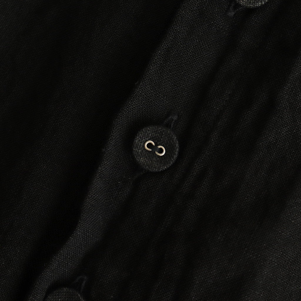 LINEN HEMP SMOCK BLOUSE #Black [no.7421]