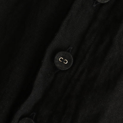 LINEN HEMP SMOCK BLOUSE #Black [no.7421]