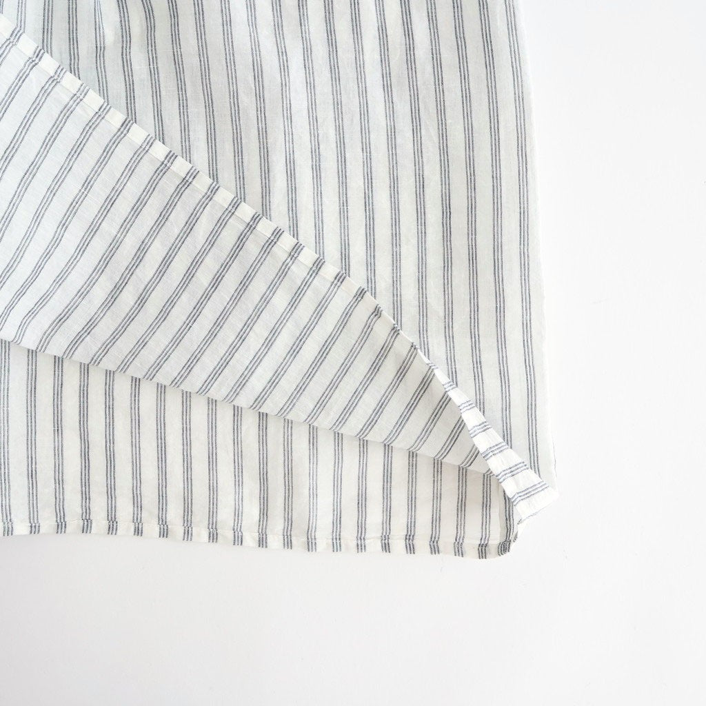 60s AUTO LOOM COTTON/LINEN STRIPE BANDED COLLAR FRENCH/SL PINTUCK SHIRTS #9139 OFF.WHITE/NAVY STRIPE [INSL26331]
