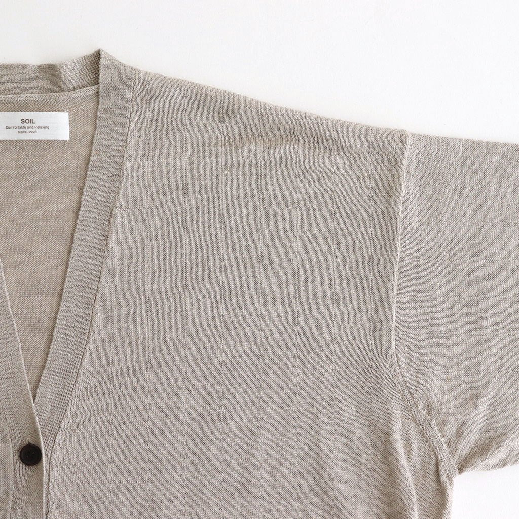 12GG 1PLY LINEN PLAIN V-NECK 1 BUTTON CARDIGAN #8200 LINEN [GNSL23302]