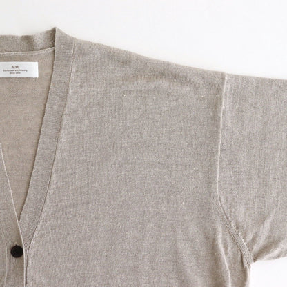 12GG 1PLY LINEN PLAIN V-NECK 1 BUTTON CARDIGAN #8200 LINEN [GNSL23302]