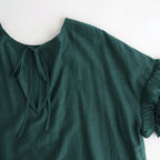 葉影のリズム：Frilled sleeves blouse #forest green [11261-02307]