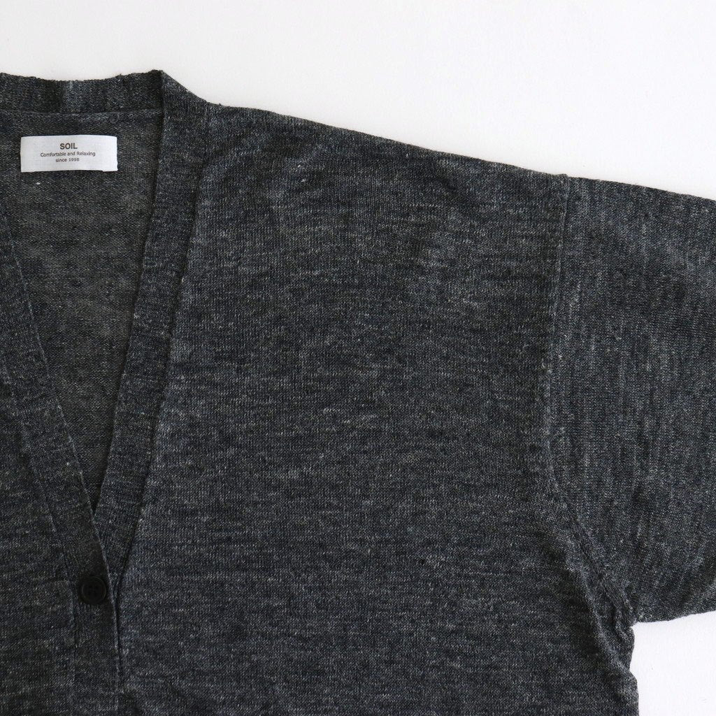 12GG 1PLY LINEN PLAIN V-NECK 1 BUTTON CARDIGAN #9800 CHARCOAL [GNSL23302]