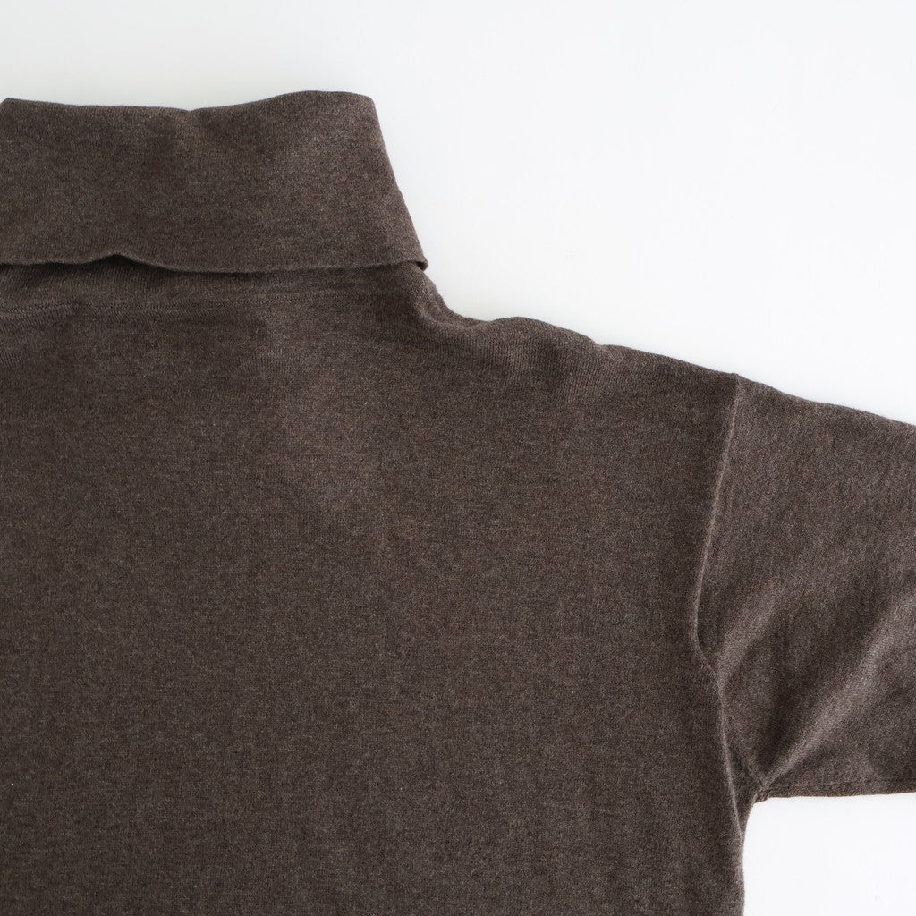 14GG 2PLY PLAIN STITCH COTTON/WOOL/CASHMERE TURTLE NECK PULLOVER #8600 BROWN [GNSL24541]