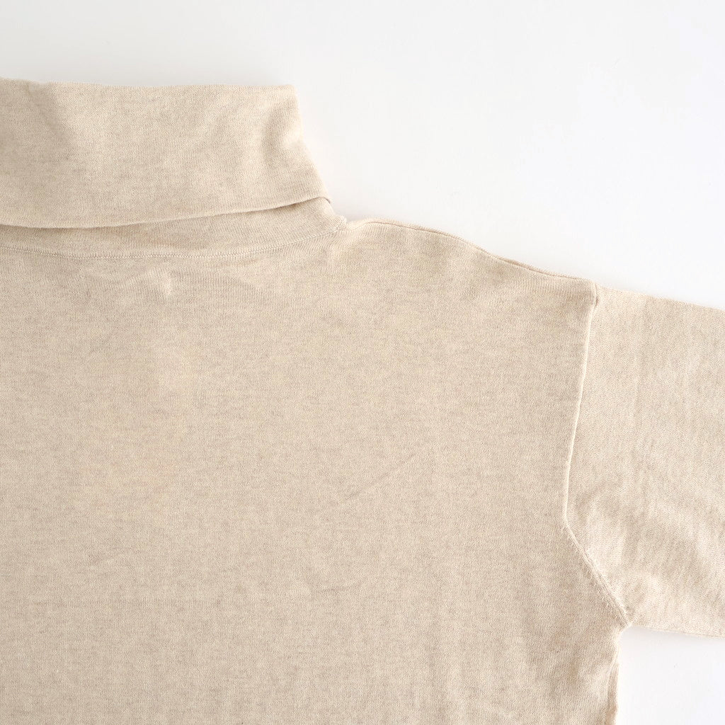 14GG 2PLY PLAIN STITCH COTTON/WOOL/CASHMERE TURTLE NECK PULLOVER #8100 NATURAL [GNSL24541]