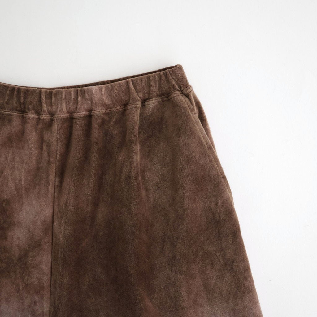 tie-dyed cotton velour flared skirt #cocoa brown × gray [WXFL-UW117]