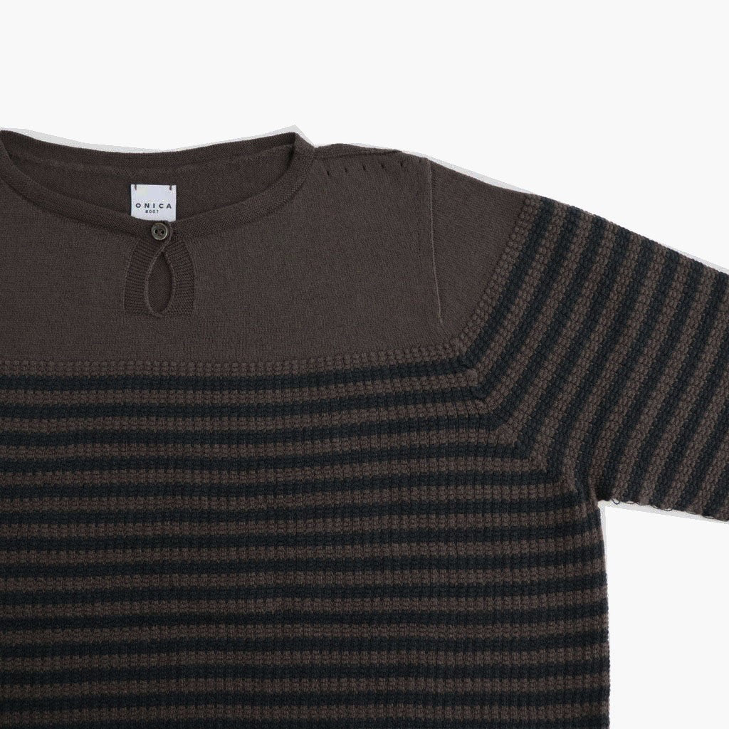 Stripe Long-sleeved Tee #Brown x Black [Oni068]