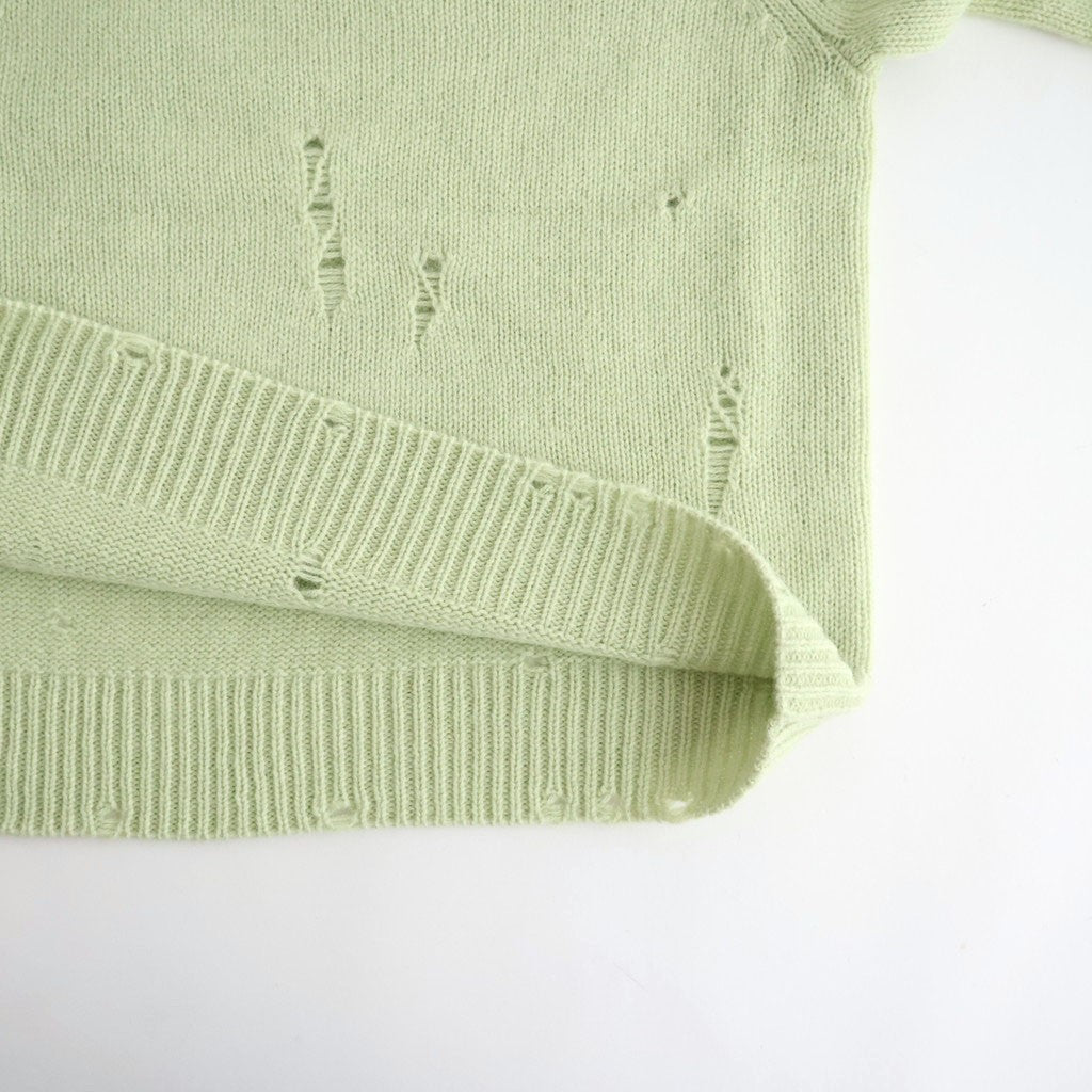 royal baby alpaca damage pattern-knit P/O #light melon green [WXFL-UW130]
