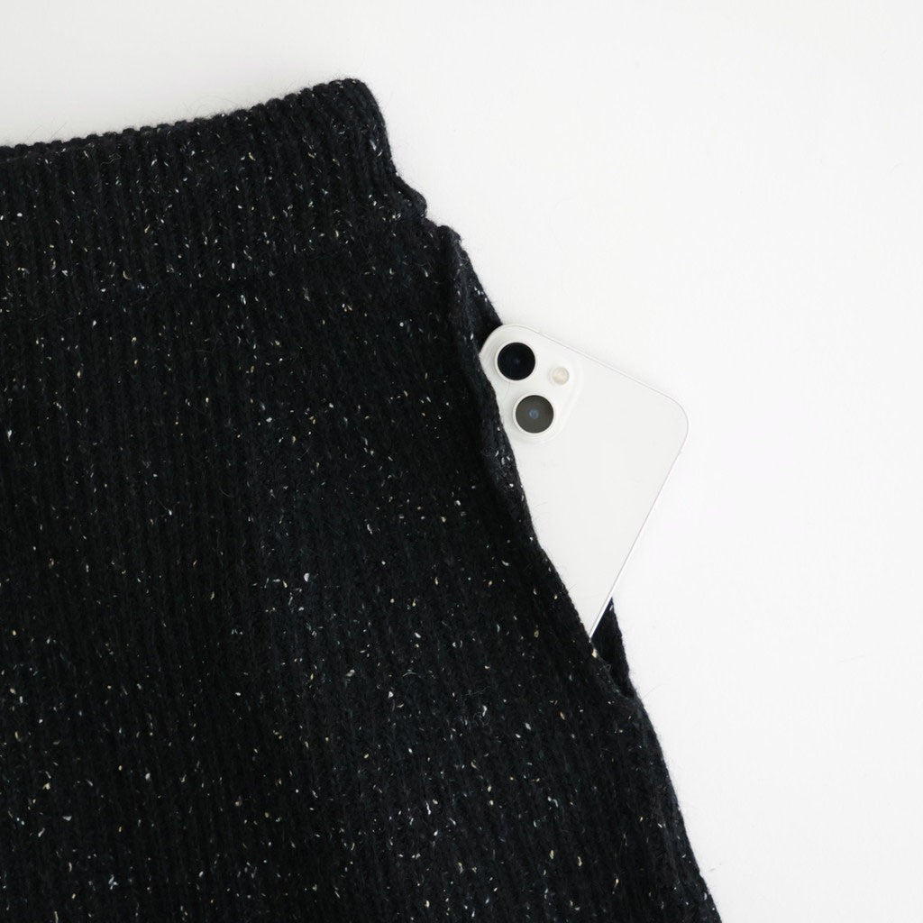 woolen cotton & silk nep wool tweed-knit pants #black tweed [WXFL-UW126]