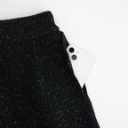 woolen cotton & silk nep wool tweed-knit pants #black tweed [WXFL-UW126]