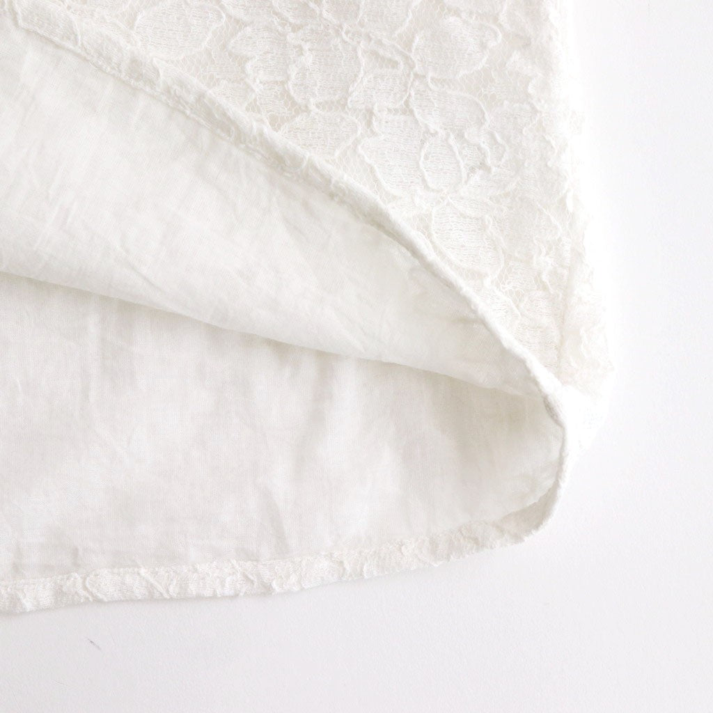 VOILE TULLE LACE S/SL SMOCK WITH COTTON VOILE #9000 OFF WHITE [NSL25051]
