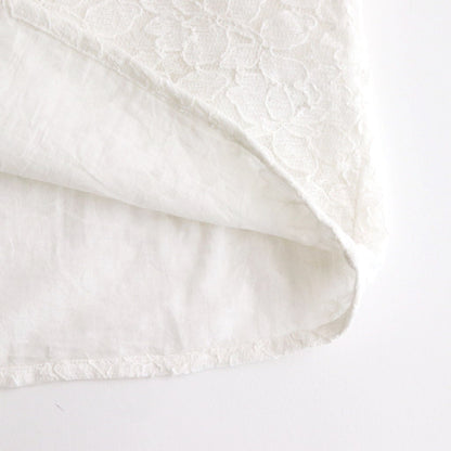 VOILE TULLE LACE S/SL SMOCK WITH COTTON VOILE #9000 OFF WHITE [NSL25051]