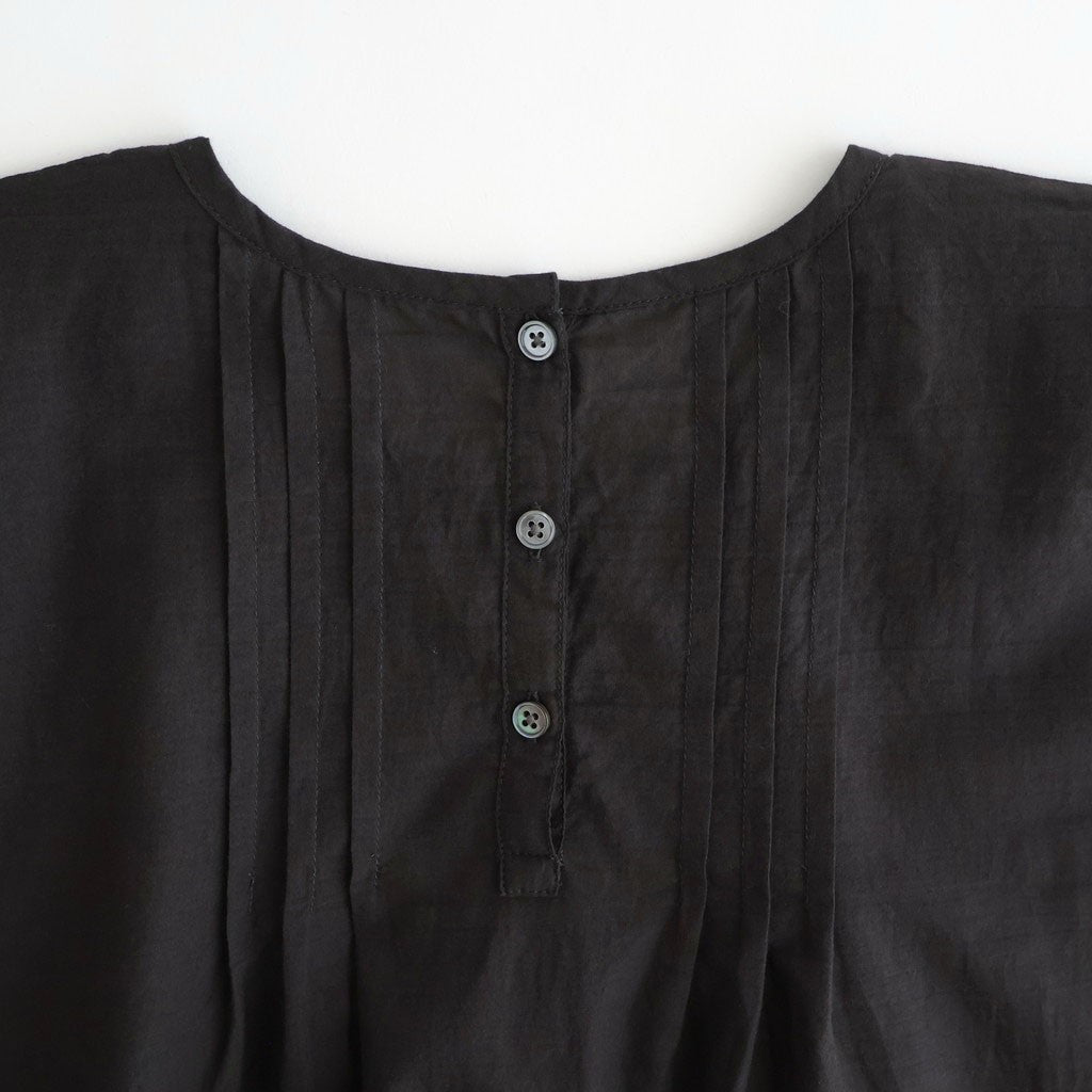 80s VOILE PLAIN WITH CUT WORK LACE CREW NECK FRENCH/SL SHIRTS WITH PINTUCK #9900 BLACK [INSL26342]