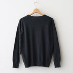 14GG 2PLY PLAIN STITCH COTTON/WOOL/CASHMER CREW-NECK PULLOVER #9800 CHARCOAL [GNSL24542]