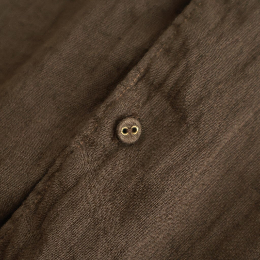 AUTO LOOM LINEN/COTTON PLAIN OVERDYE OPEN COLLAR S/SL SHIRTS #8960 C.BROWN [IMDSH2612LCD]