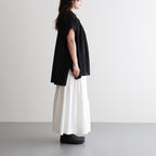 80s COTTON VOILE LACE LACE&STRING COLLAR GATHERED SHIRT #9900 BLACK [NSL26092]