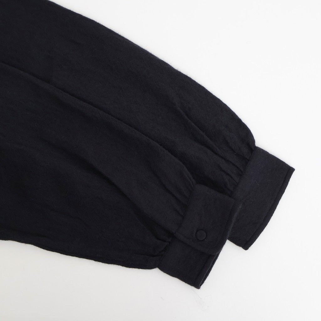BOILED WOOL PLAIN CREW NECK EMB DRESS #3900 NAVY [NMDS25604]
