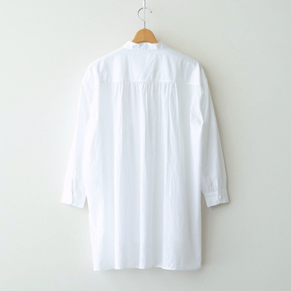 60s ORGANIC CAMBRIC WITH EMB BANDED COLLAR EMB TUNIC #9000 WHITE [NMDS26222]