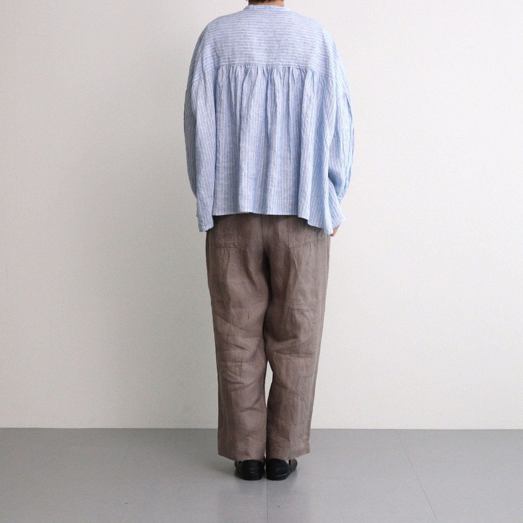 Linen stripe shirring BL #Blue linen stripe [UT241BL045]