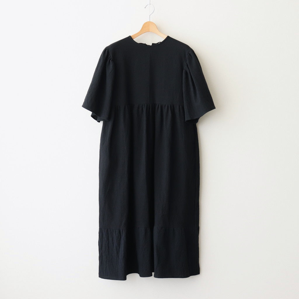 cotton linen powder dress #black [1559-007]