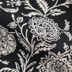 80s VOILE TWO TONE FLOWER PRINT GATHERED SMOCK #9982 BLACK x Lt BEIGE PRINT [NSL25082]