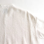 80s ORGANIC DOBIE CHECK(OVERDYE) BANDED COLLAR MAXI DRESS WITH PINTUCK #9170 MINRAL WHITE [NMDS25254D]