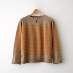 Stripe Long-sleeved Tee #Beige x Orange [Oni068]