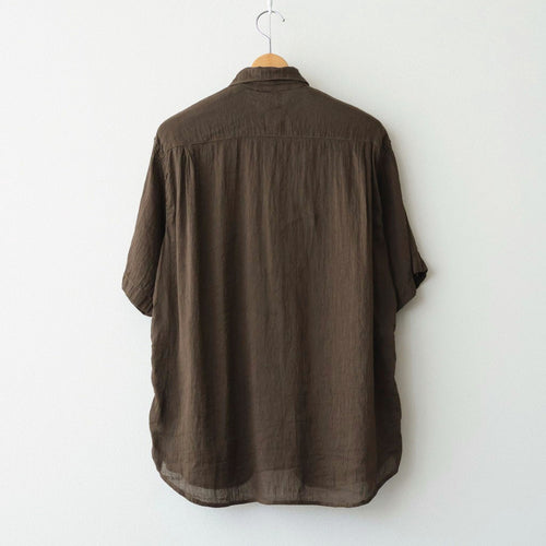 AUTO LOOM LINEN/COTTON PLAIN OVERDYE OPEN COLLAR S/SL SHIRTS #8960 C.BROWN [IMDSH2612LCD]