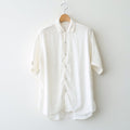 AUTO LOOM LINEN/COTTON PLAIN OVERDYE OPEN COLLAR S/SL SHIRTS #9000 WHITE(WASHED) [IMDSH2612LCD]