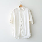 AUTO LOOM LINEN/COTTON PLAIN OVERDYE OPEN COLLAR S/SL SHIRTS #9000 WHITE(WASHED) [IMDSH2612LCD]