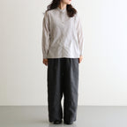40s FRENCH LINEN DYED CANVAS 2TUCK WIDE EASY PANTS #9800 CHARCOAL [GNMDS2502FL]