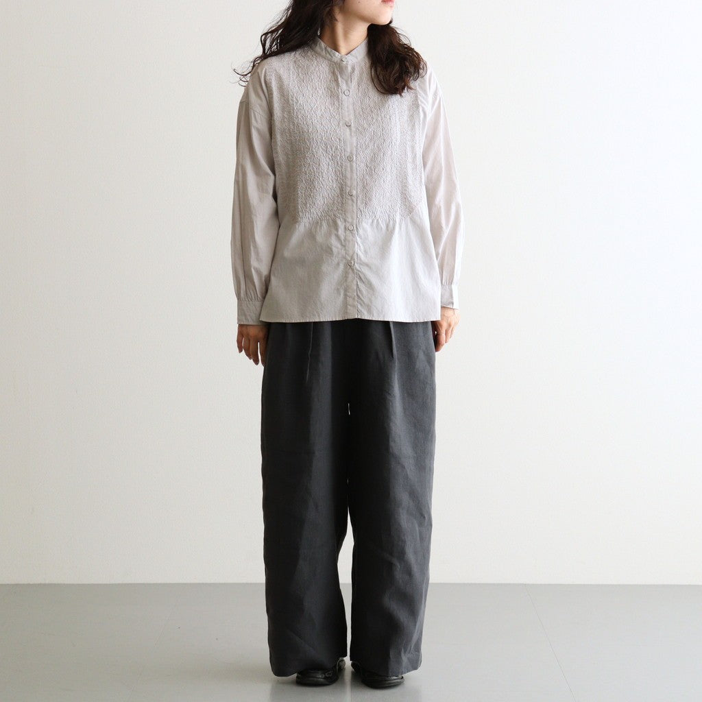 40s FRENCH LINEN DYED CANVAS 2TUCK WIDE EASY PANTS #9800 CHARCOAL [GNMDS2502FL]