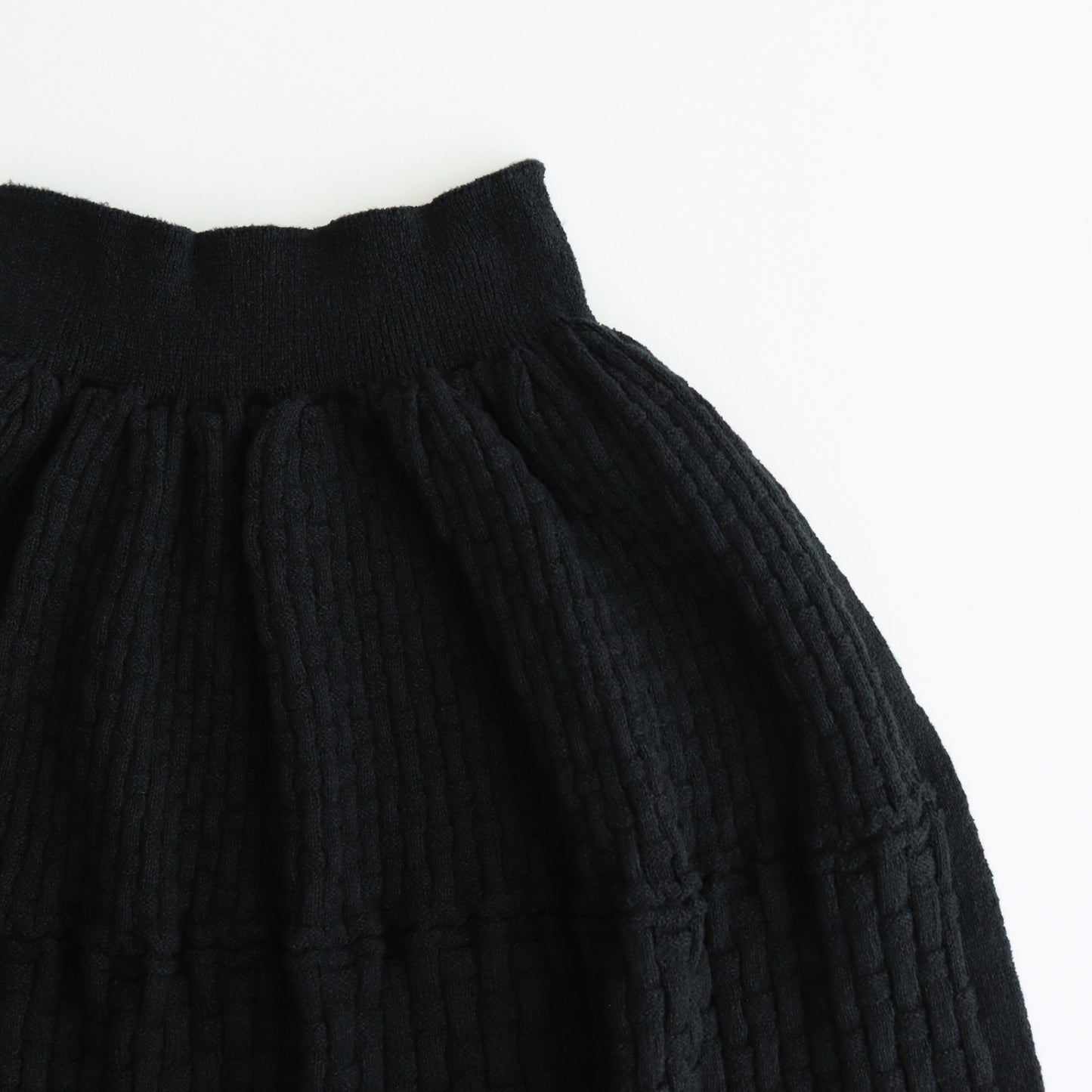 Cotton-boucle Basket Skirt #Black [oni052]