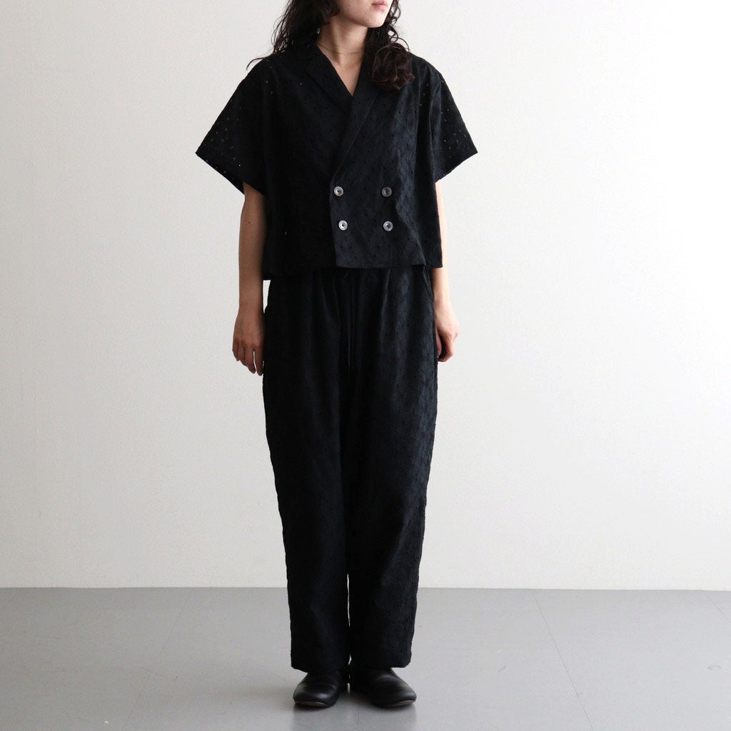 ⼼の花苑 Open-collar cropped overshirt #black [TLF-226-SH007-ec]